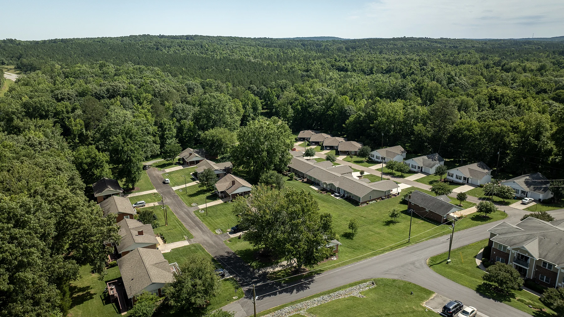 Aerial view of the Village campus and grounds